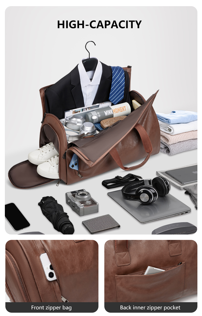 Retro Wheeled Garment Trolley Duffle Bag Large Rolling Duffle Bag 30cm High