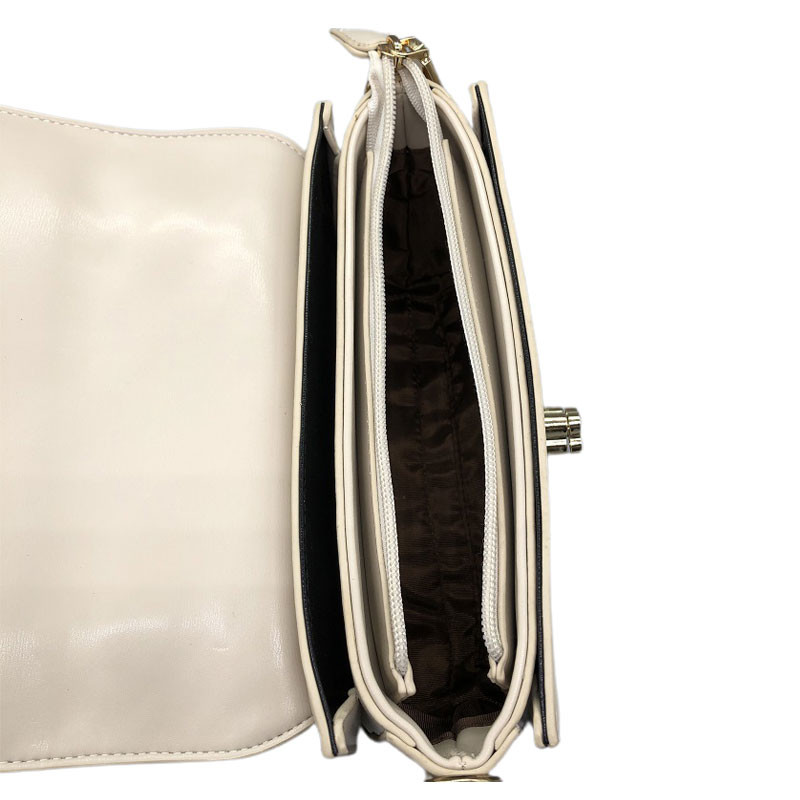 Genuine Leather Ruched White Color Chain Women Handbag
