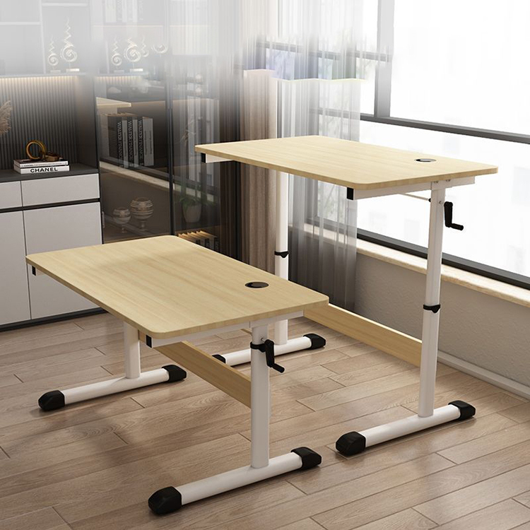 Minimalist Book Table Custom White Wooden Height Adjustable Desk with SPCC Steel Frame