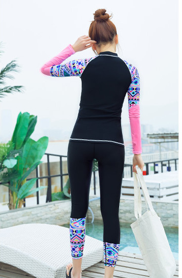 2019 UV Protection Swimming suit for women long sleeve and legs swimwear shorts pants set beach surf clothes swimsuit