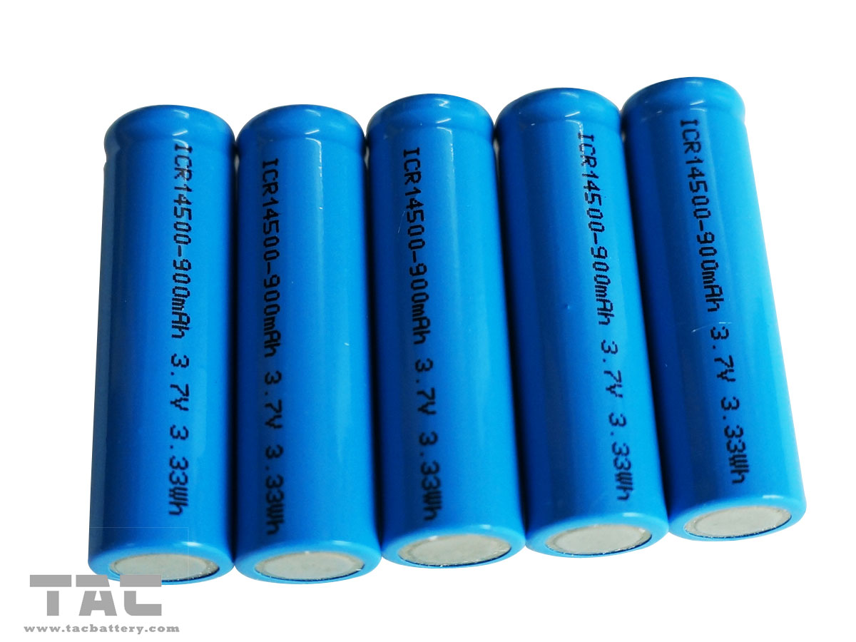 High Capacity Rechargeable 3.7V 14500 / AA Lithium Ion Cylindrical Battery