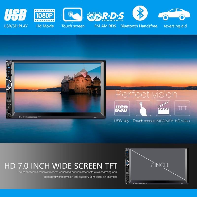 Ouchuangbo 7" 2 din car mp5 audio gps support BT aux USB SD Auto Audio Stereo Radio