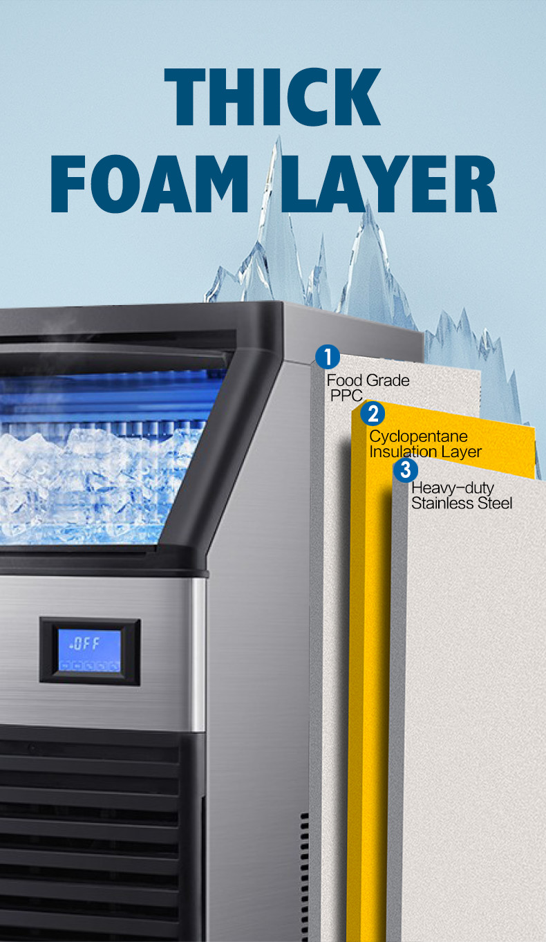 High Yield & Food-Grade 80.90kg Ice Cubes Maker Machine Full-Automatic 120KG 100KG Ice Maker