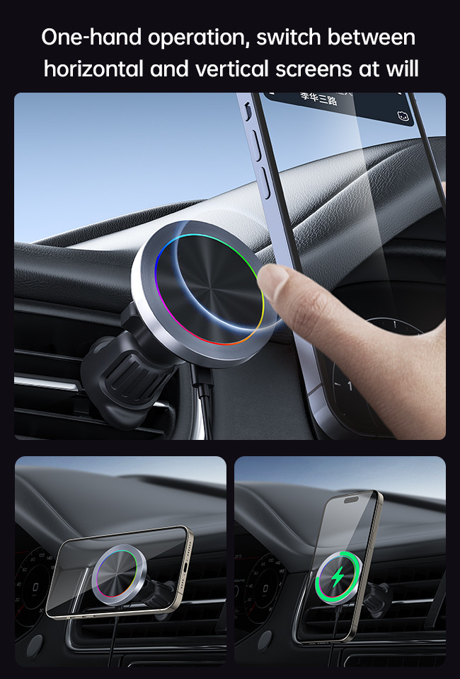 Aluminium Alloy Light Effect Car Magnetic Charger Short Circuit Protection