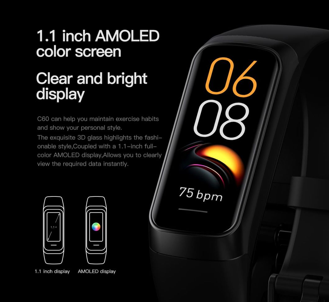 Reloj Inteligentes Zc60 Bracelet Bt Call Wireless Charging Smart Watch Zc60 M4 M6 Information Receiving Smart Watch Bracelet