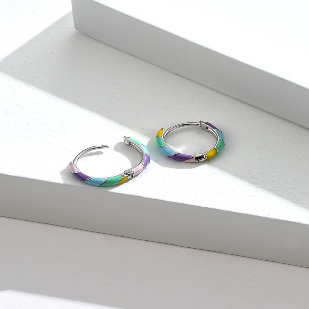 2.5x20mm 1 Gram Sterling Silver Jewelry Earrings S925 Colorful Hoop Earrings ODM
