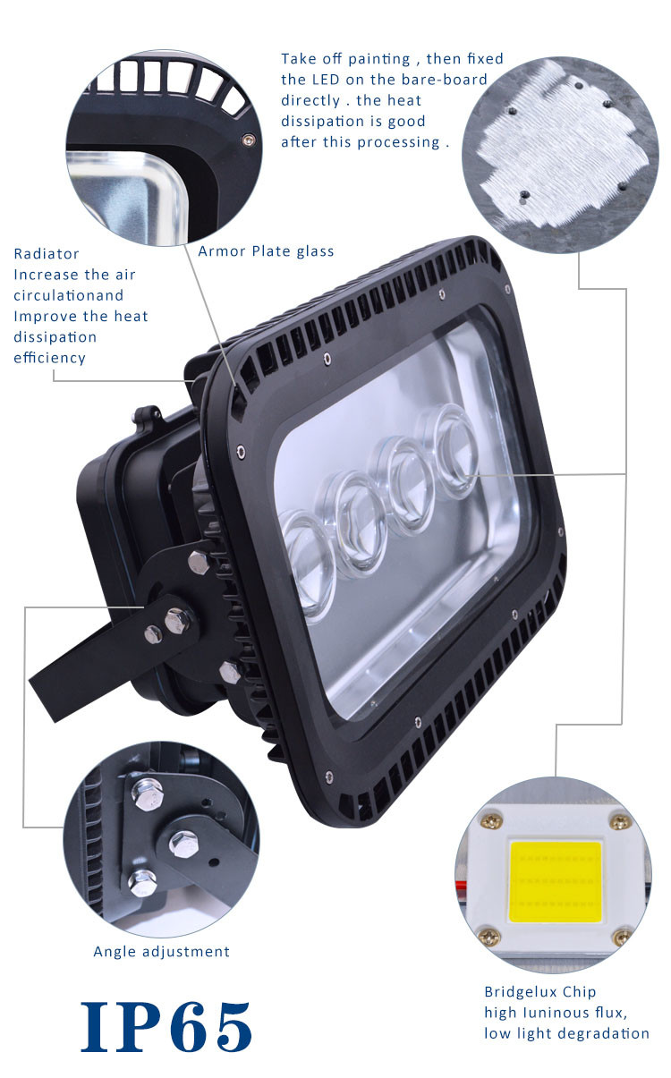 100LM / W IP67 Cob Led Flood Light 150w 300w 500w Epistar / Bridgelux / Cree Chip