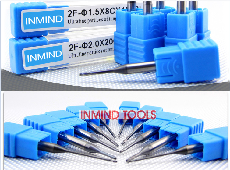 HRC55 Long Neck Square End Mill Cutter With 1.5 mm Neck Length TiSiN Coating