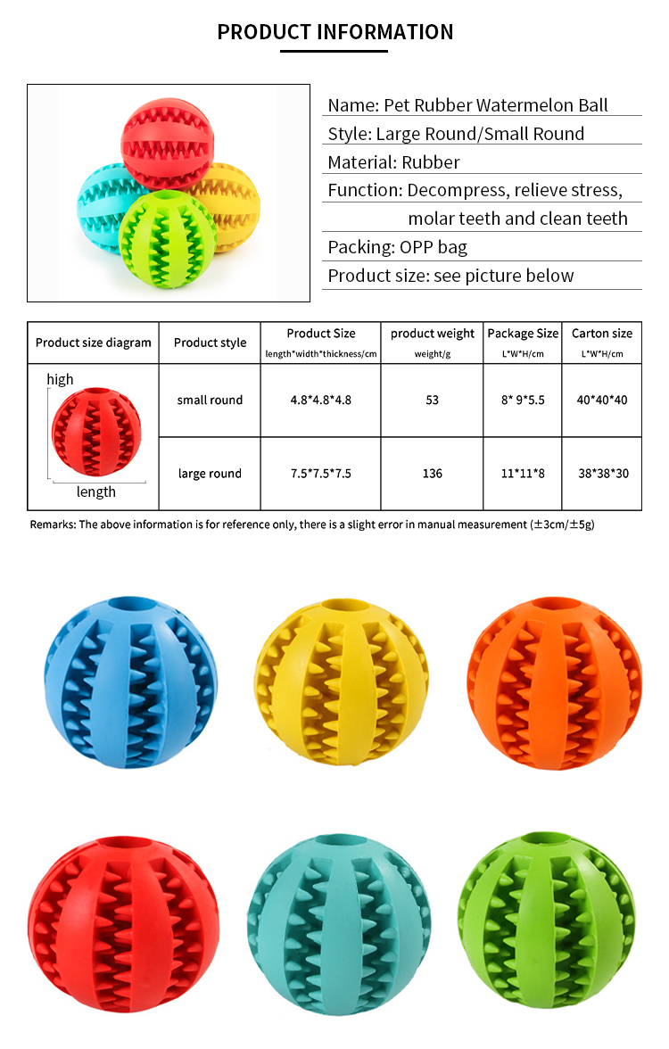 Rubber TPR 5cm Interactive Dog Ball Toys Indestructible Dog Ball Blue Orange Yellow