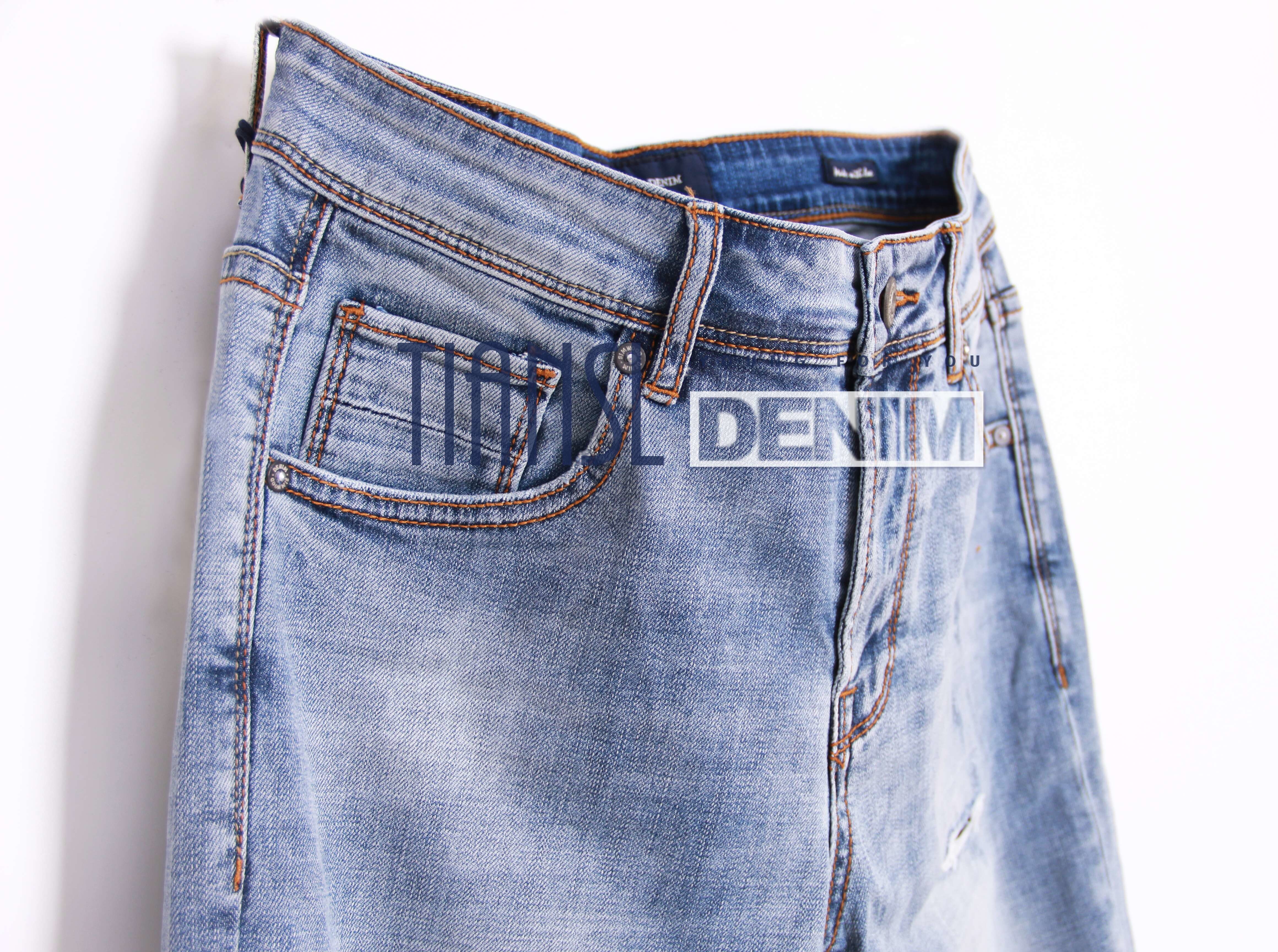 160cm-168cm Anti Static Twill Woven Denim Jeans Fabric Cloth Cotton Polyester Spandex