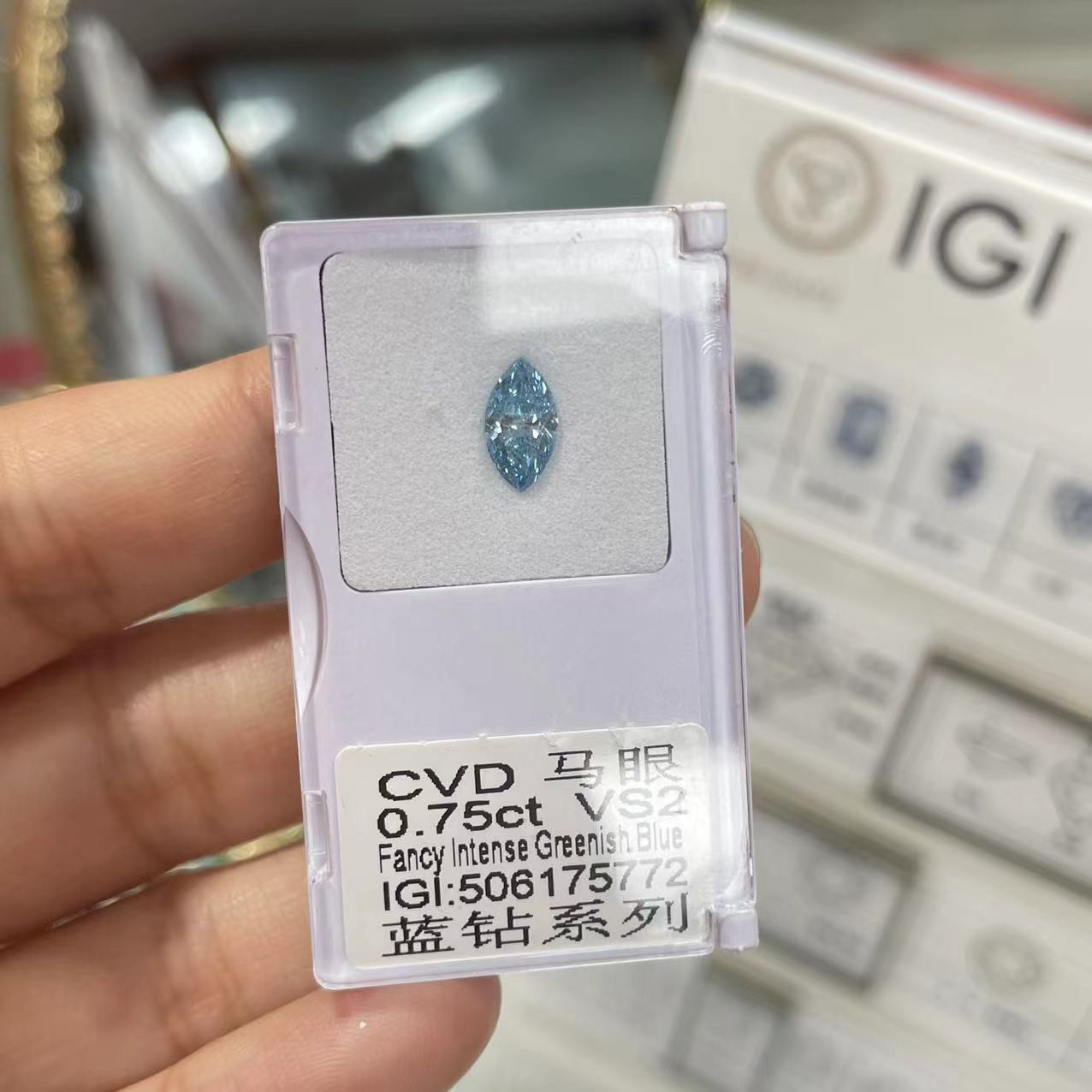 Small Lab Grown Blue Diamonds 0.6ct 0.7ct 0.8ct 0.9ct IGI Certificate