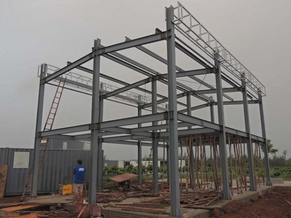 Fire Resistance Steel Structure Workshop With Grey Or Blue Color Steel Claddings