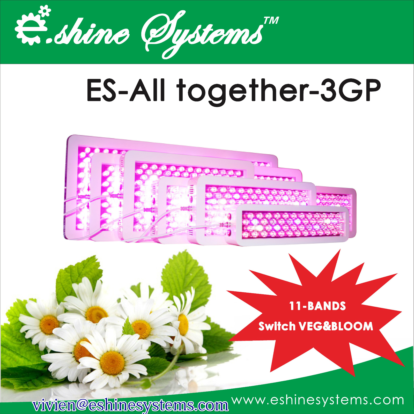 eshine 3G diamond series full spectrum 11 bands led grow light Veg/Bloom Swithces