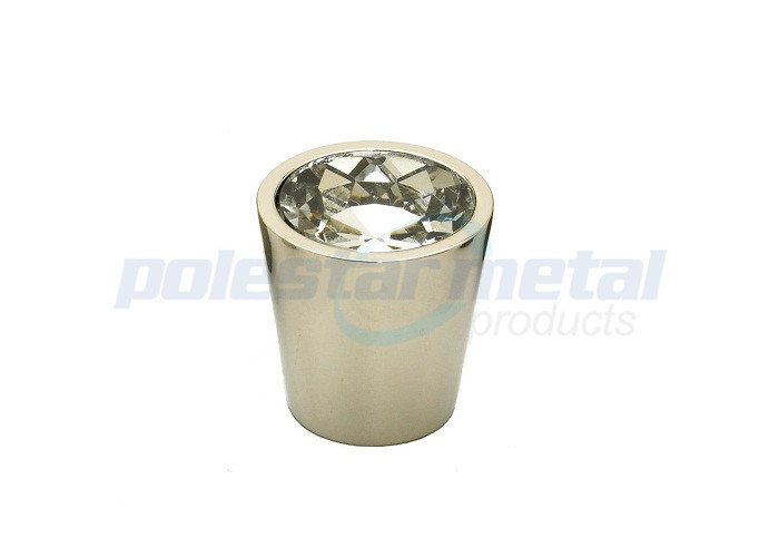 Crystal Brushed Satin Nickel Zinc Alloy Ring Pull Cabinet Hardware With 1 3/8 Diameter