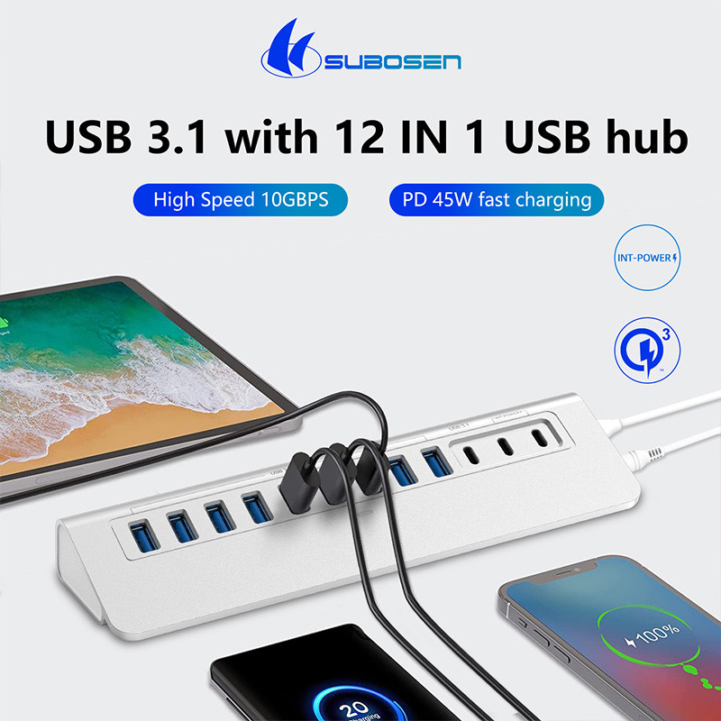 Type C Interface 4 In 1 4 Ports Hub Type-C OTG To USB 3.0 2.0 Adapter Aluminium Alloy