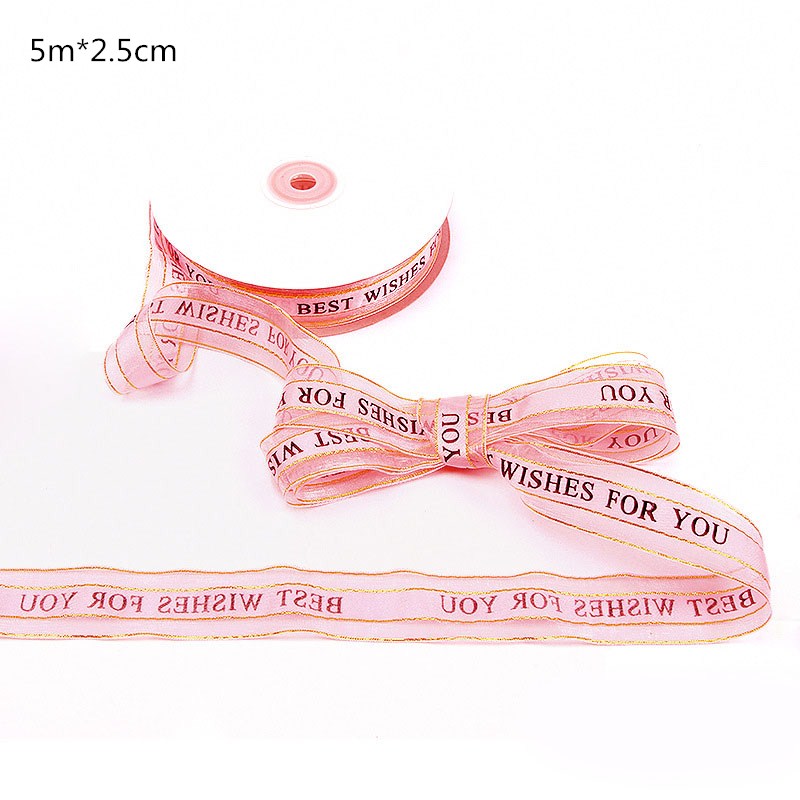 Thanksgiving ribbon best wishes printing for gift packing Transparent organza printed ribbon