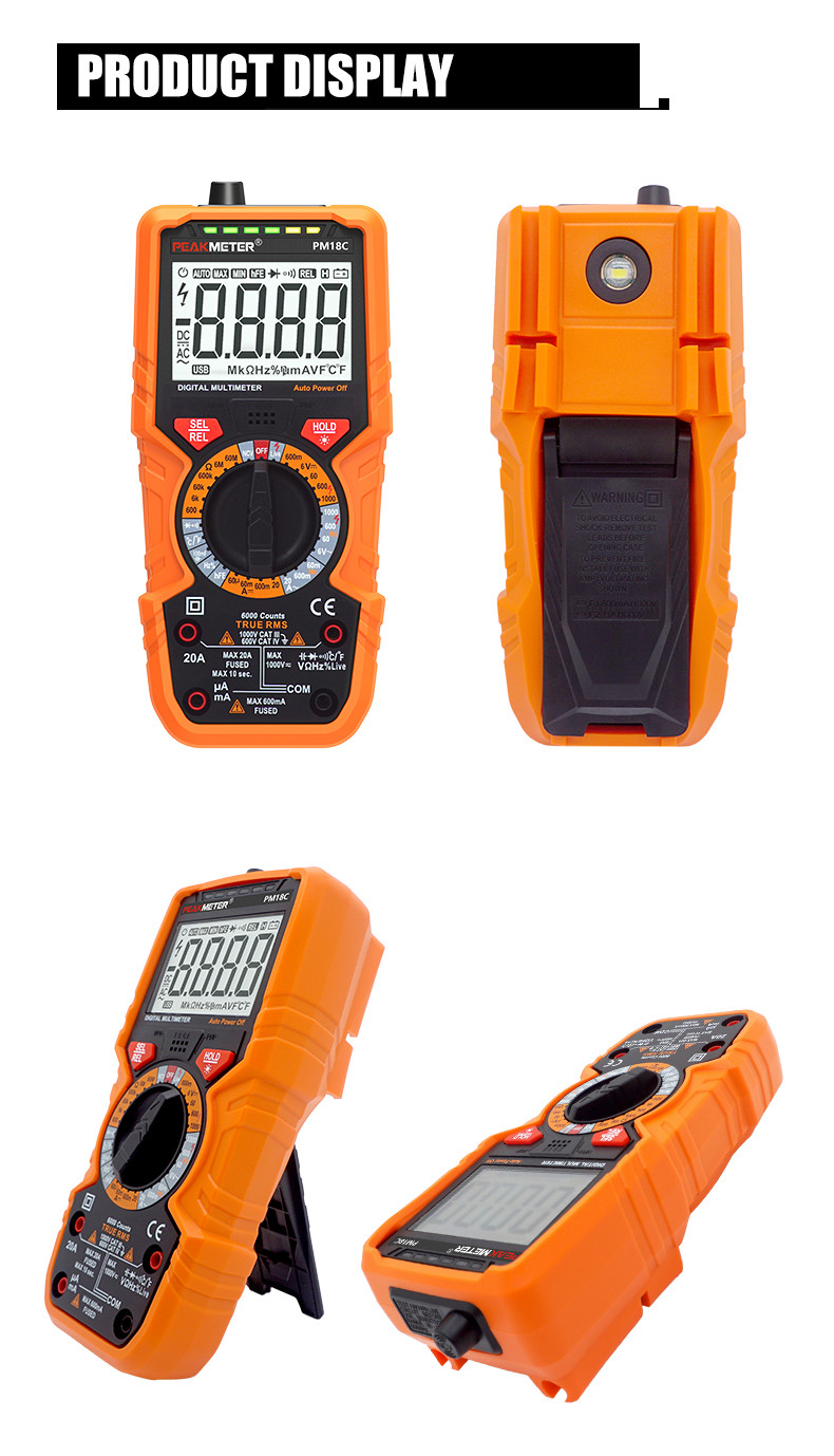 PM18C High Performance Digital Multimeter with AC/DC Voltage, Current Measurement Electrical Tester