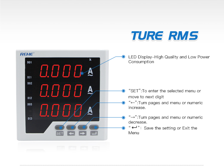 3 Phase Digital Ampere Meter Current Meter Rs485 Modbus Meter