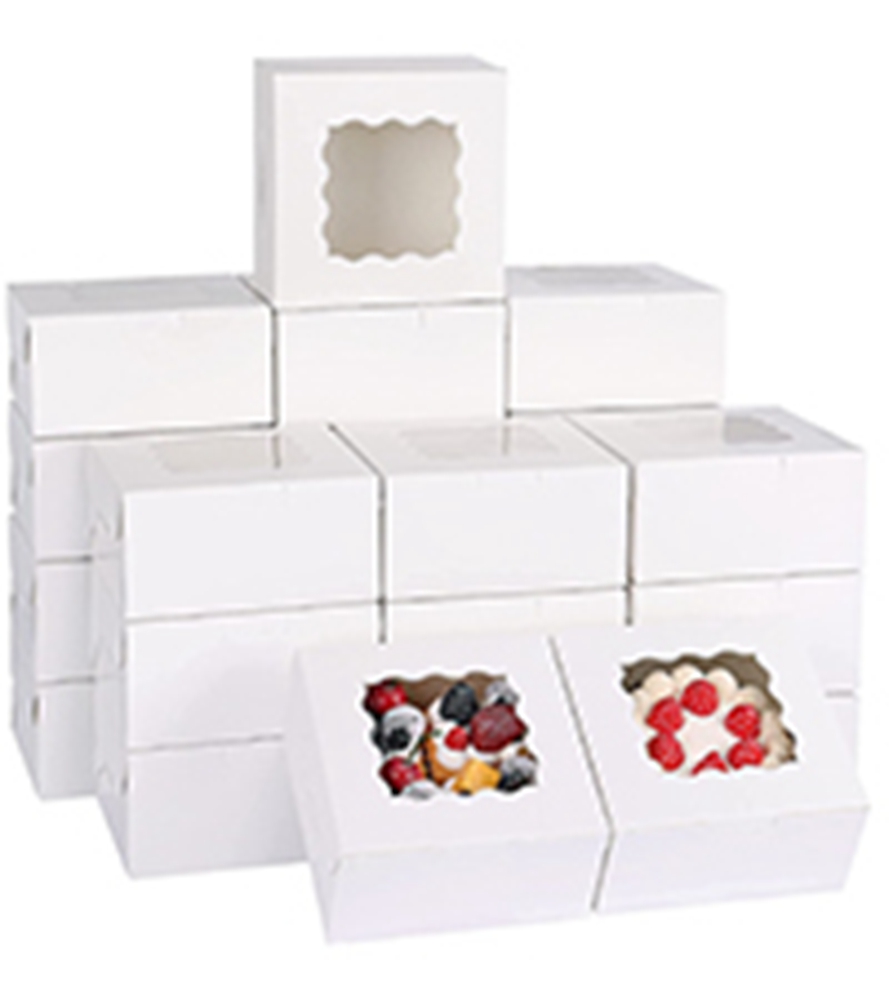 Custom Order Foldable Paper Box With Clear Display Window For Dessert Treat Packaging