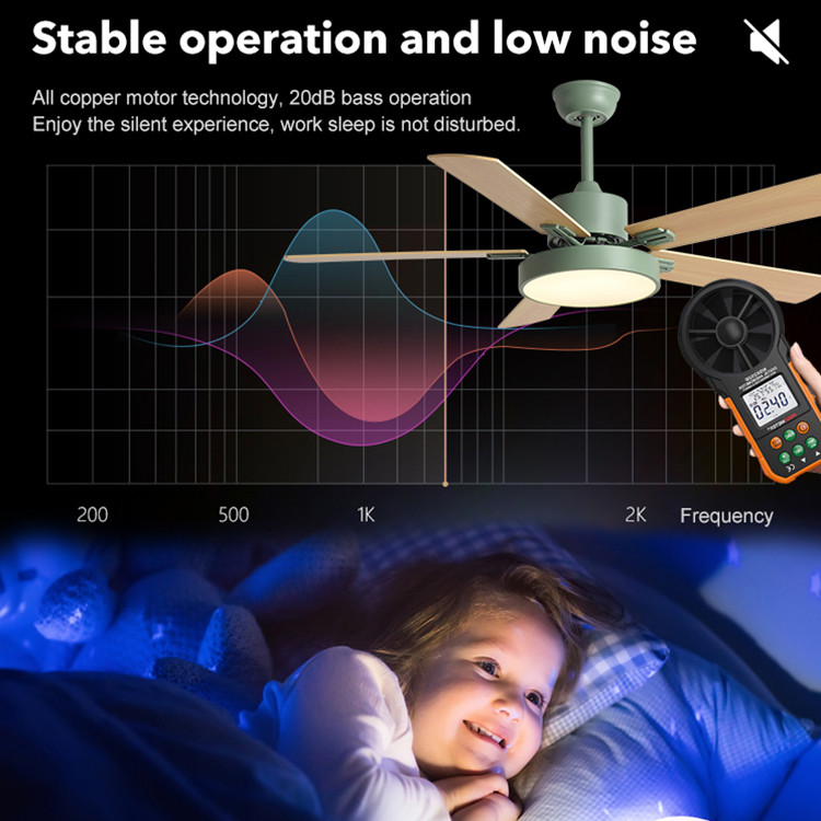 Household 52 Inch DC Motor Solid Wood 5 Blades Modern Home Decor Mute Bldc Led Ceiling Fan With Light Remote Control