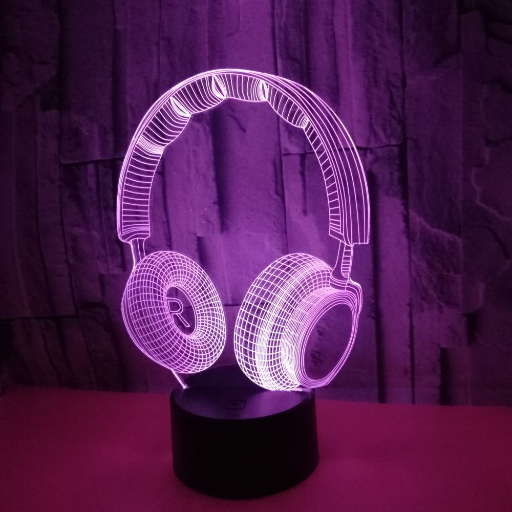 New Headphones Model 3D LED night Lights custom OEM music sign logo picture Advertising display Ambient Table Lamps
