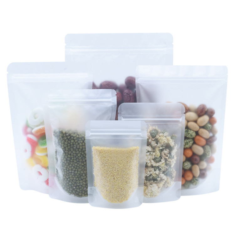 3.9 x 5.9 Inch Heat Seal Matte Clear Stand Up Pouch Bags with Resealable Zipper Lock for Food, Beans, Snacks Packaging