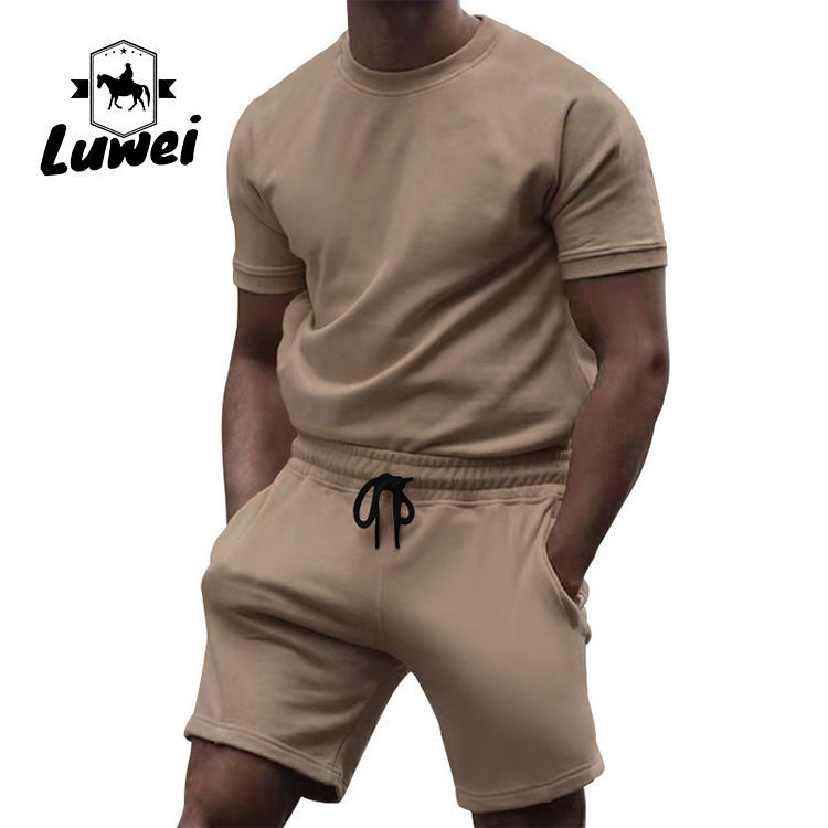 Cotton Jogging Men Sportswear Set Gym Tracksuit Drawstring 2 Piece Track Suit