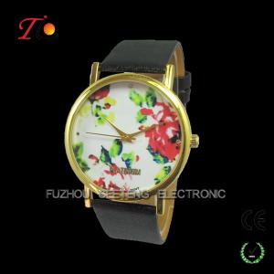 Buy cheap Vogue and classic design  colorful leather band for women with flower rose dial product