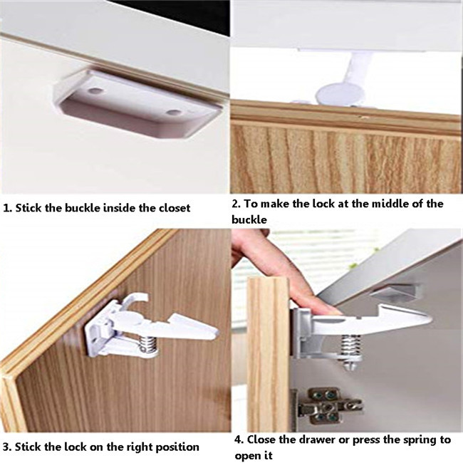Environmentally Friendly ABS Spring Baby Latch Lock / Hidden Cabinet Lock
