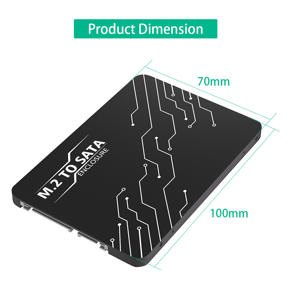 SSD Enclosure M.2 SATA SSD B KEY to SATA3.0 2.5inch Adapter Converter 7mm Aluminum Case Black Box for 2230 2242 2260 2280 M2 SSD