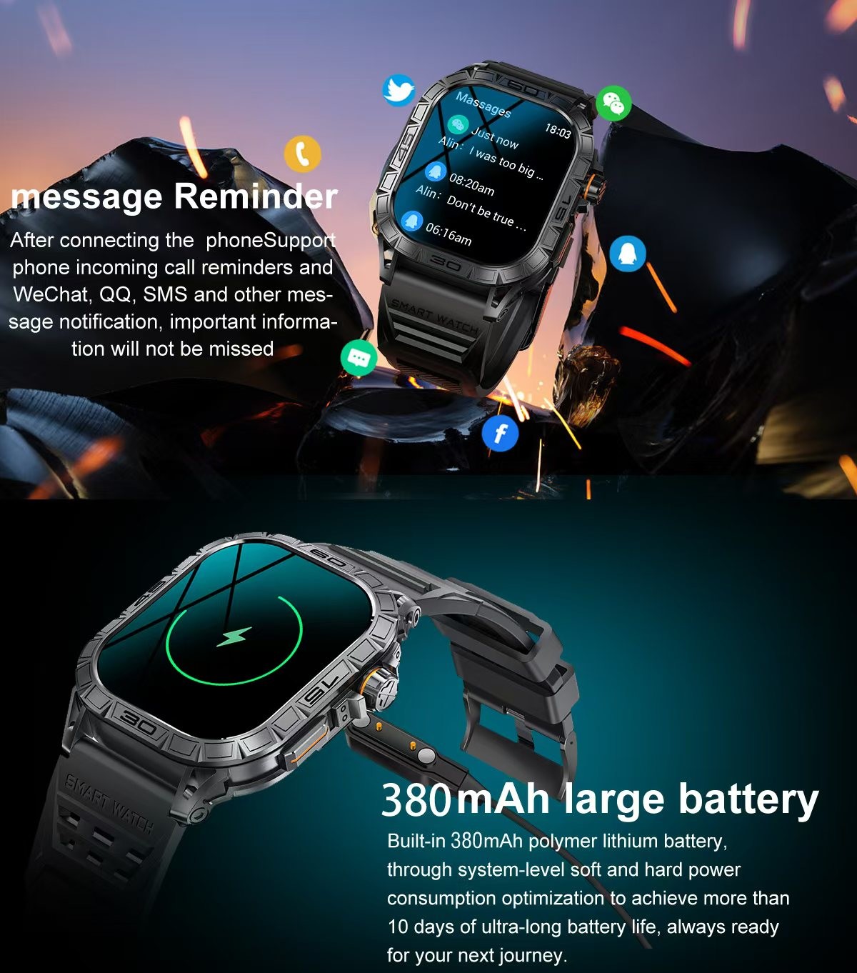 K63 Men'S Smart Watch Heart Rate Monitoring Smart Watch With AMOLED Screen BT Calling