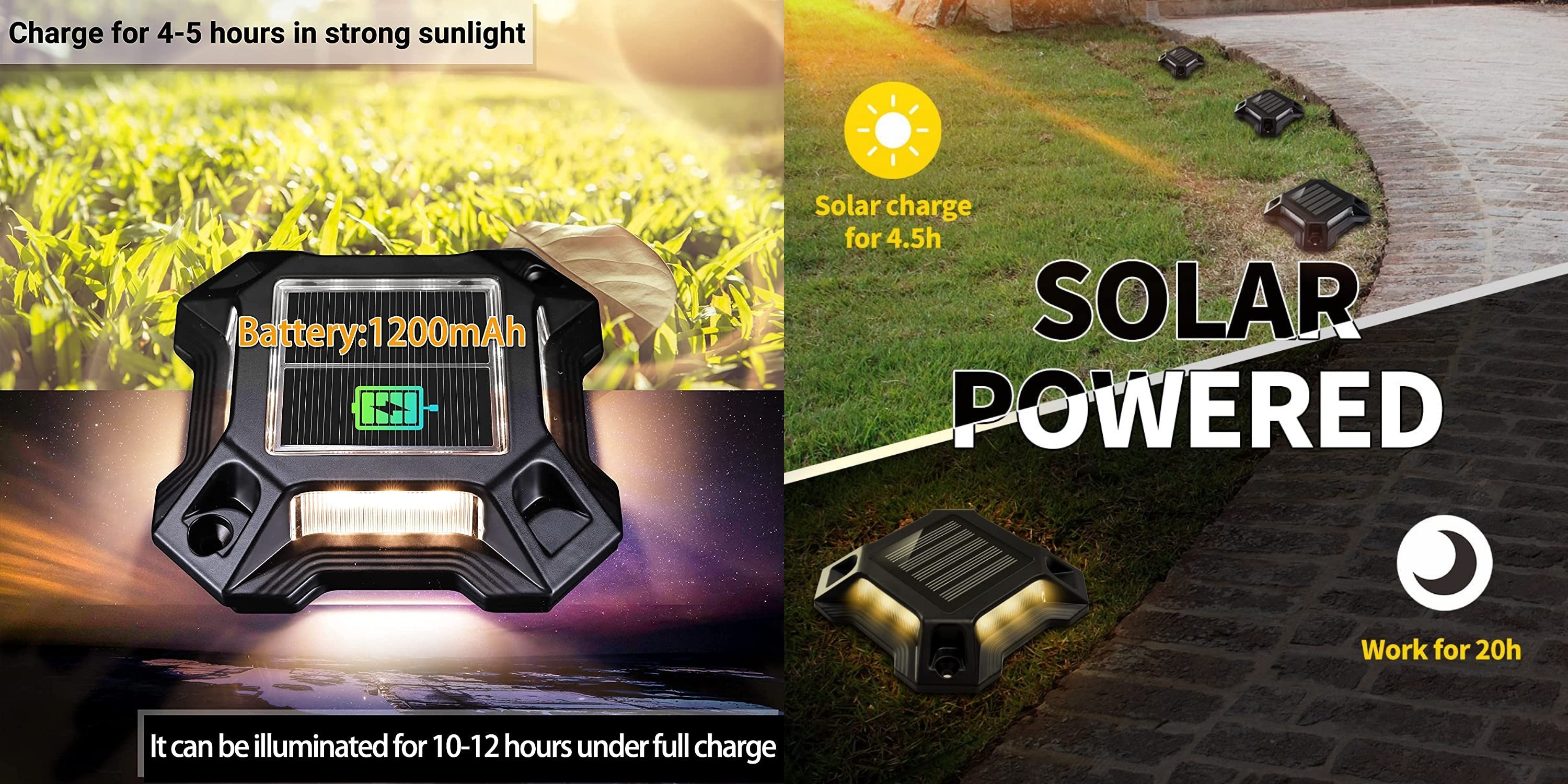 Rectangle Waterproof solar deck light for pathway sidewalk garage outdoor LED lights