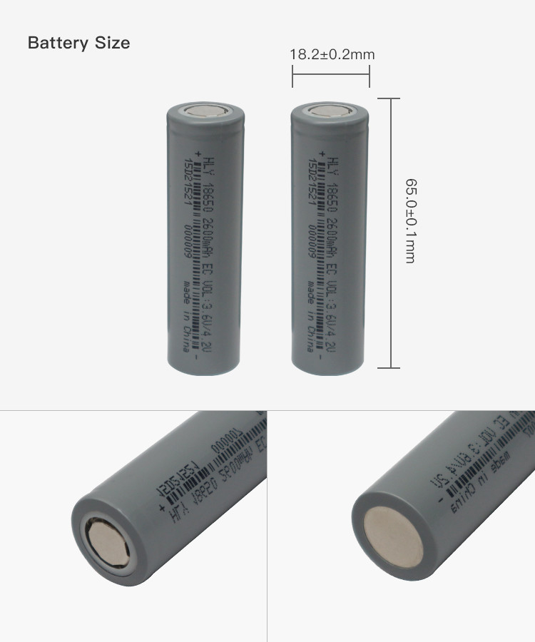 High Capability 3.6v Lithium Ion Battery 2600mah 18650 For Energy Storage