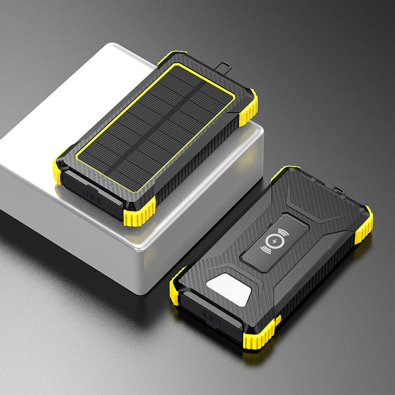 Wireless Output 5W Solar Power Bank 2.1A Output 10000mAh for iPhone 15 Outdoor Charging