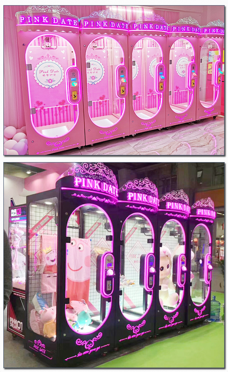 Classic Pink Coin Operated String Cutting Game Arcade Machine CUT WIN Skill Cut Ur Prize Game Machine