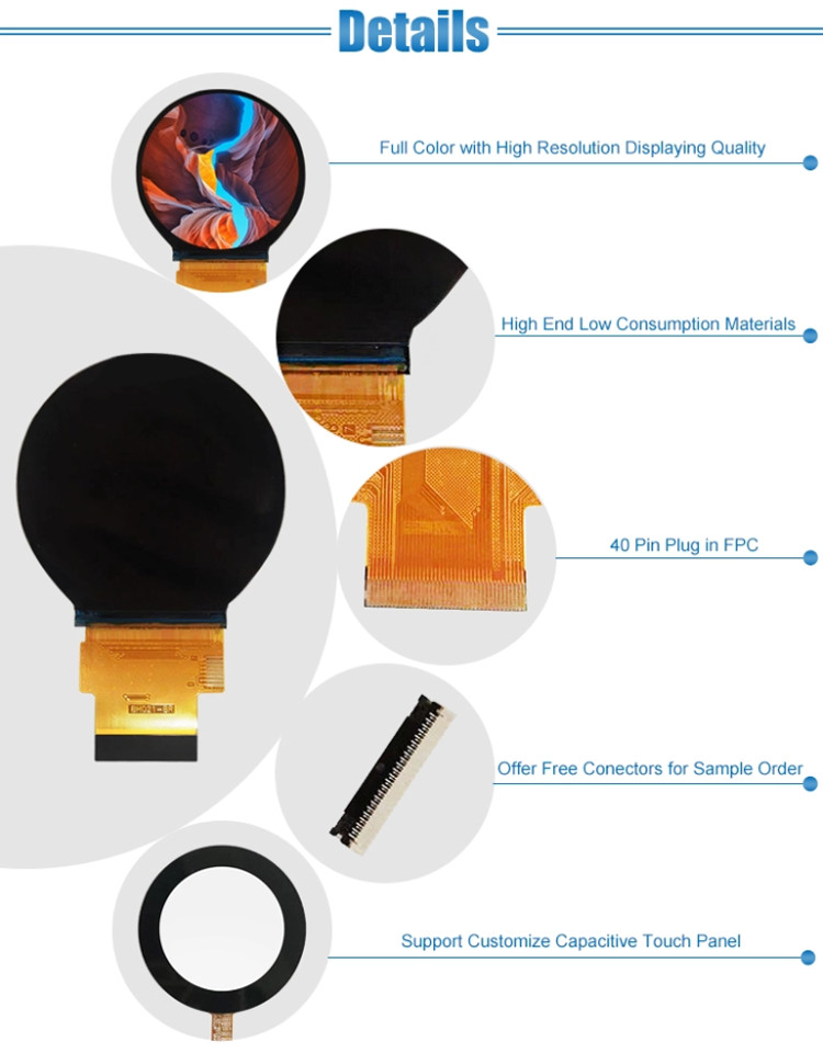OEM 262K Color 480*480 RGB 3.3V Round Tft Screen