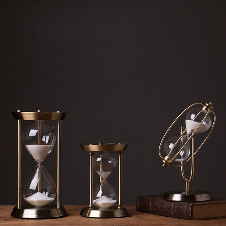 Desktop Decor Large Antique Brass Hourglass 15 Minute - 2 Hour Sand Hourglass