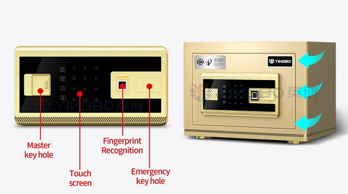 Dual Alarm Office Safe Box H250mm Solid Steel Biometric Fingerprint Lock