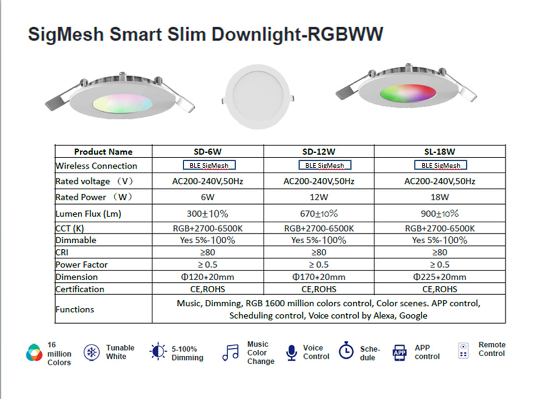 Smart SigMesh Downlight RGB+CCT