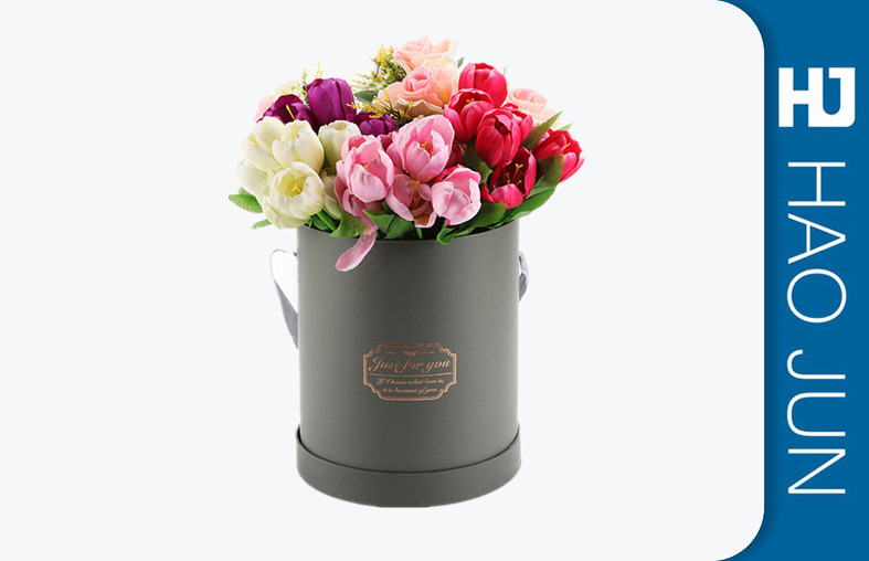 Custom Printed Paper Cardboard Round Cylinder Flower Boxes With Ribbon