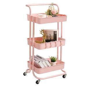 China Snacks Carts Supermarket Accessories 3 Tier Rolling Utility Cart Coffee Bar Trolley on sale