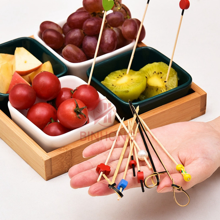 100% Natural Bamboo AB Grade 7cm Beaded Toothpicks