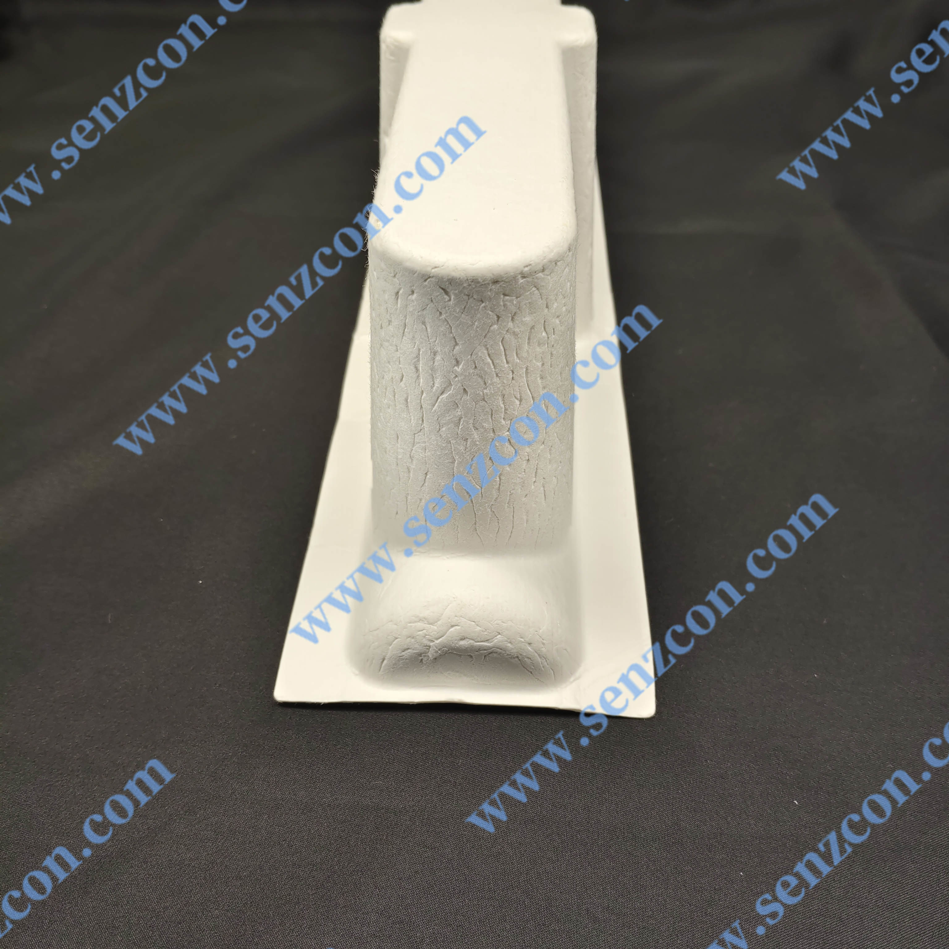 Paper pulp molding packaging for small household appliances. Foldable hair straighteners and hair curling irons. Environmentally friendly white paper