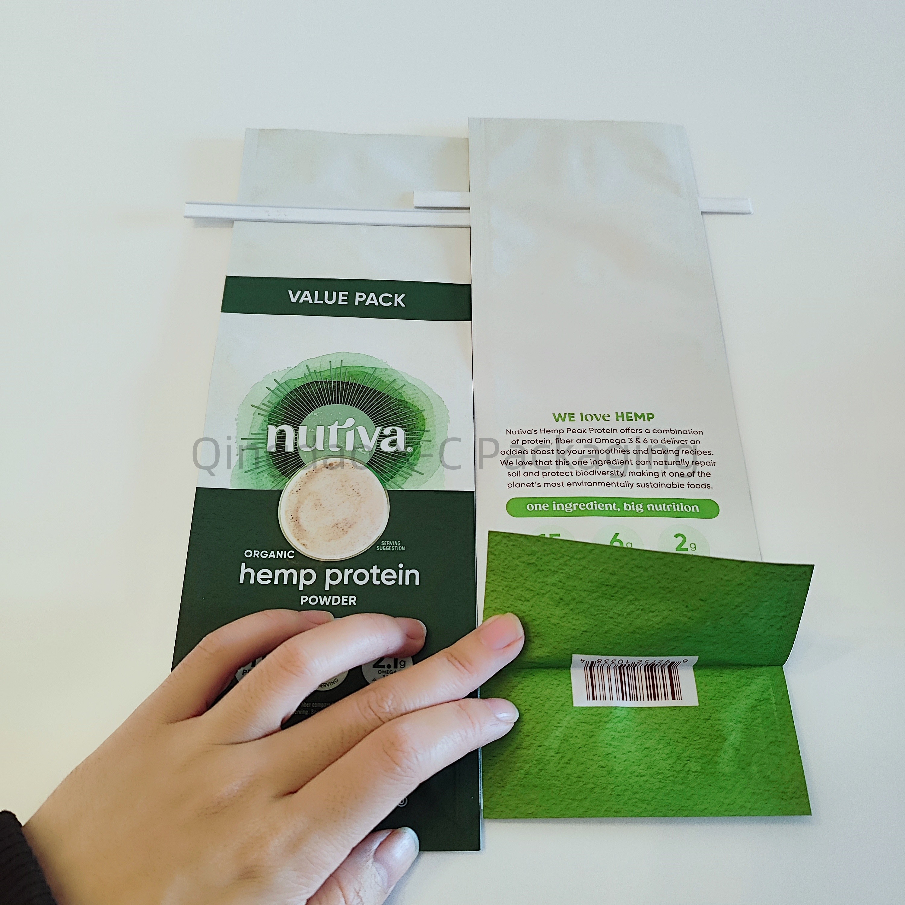 Customized 8 Side Seal Stand Up Pouch With Tin Tie Flat Bottom For Protein Powder