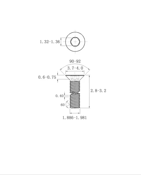 DIN7991 Standard 316 Stainless Steel Flat Head Hex Socket Countersunk Machine Bolt M10 6605- in Inch and Metric System