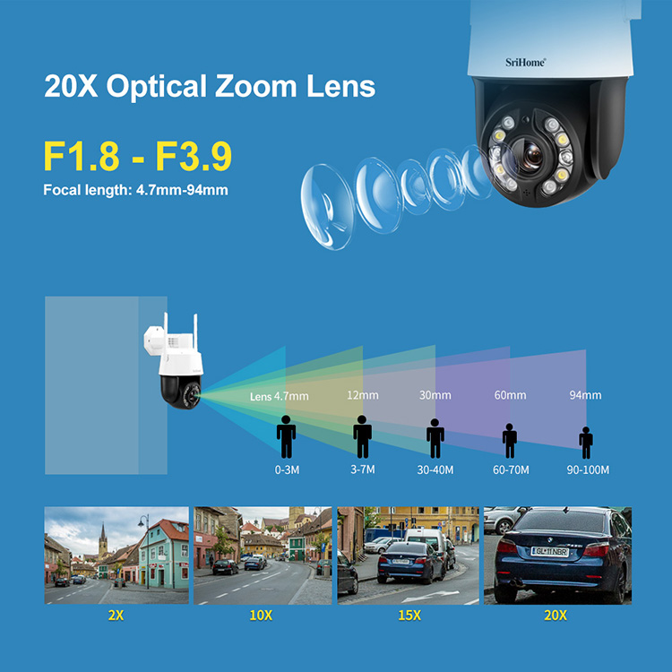 PTZ HD 1296P 5MP Outdoor Dome CCTV IP Camera Night Vision IR 40M Wifi IP Network Dome Camera