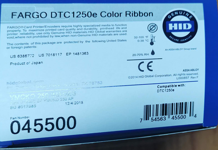 Original 045500 YMCK Ribbon for DTC1250e Business ID IC Card Printer Performance