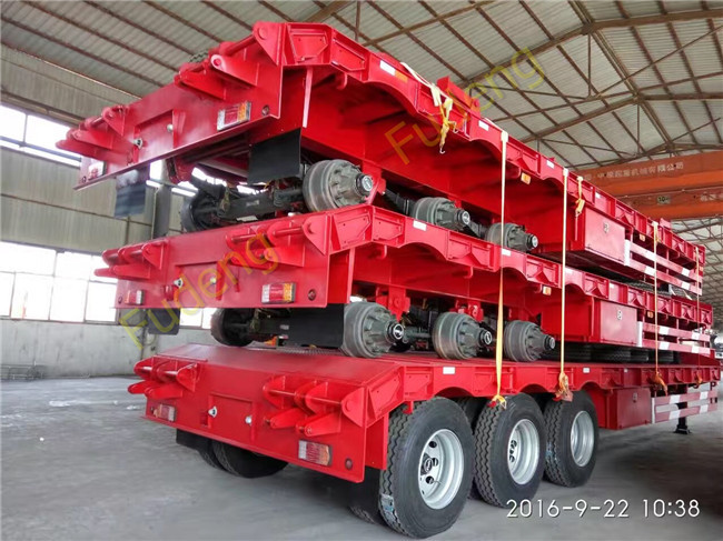 Three Axles 80000 Kilograms Low Bed Semi Trailer Mechanical / Air Suspension