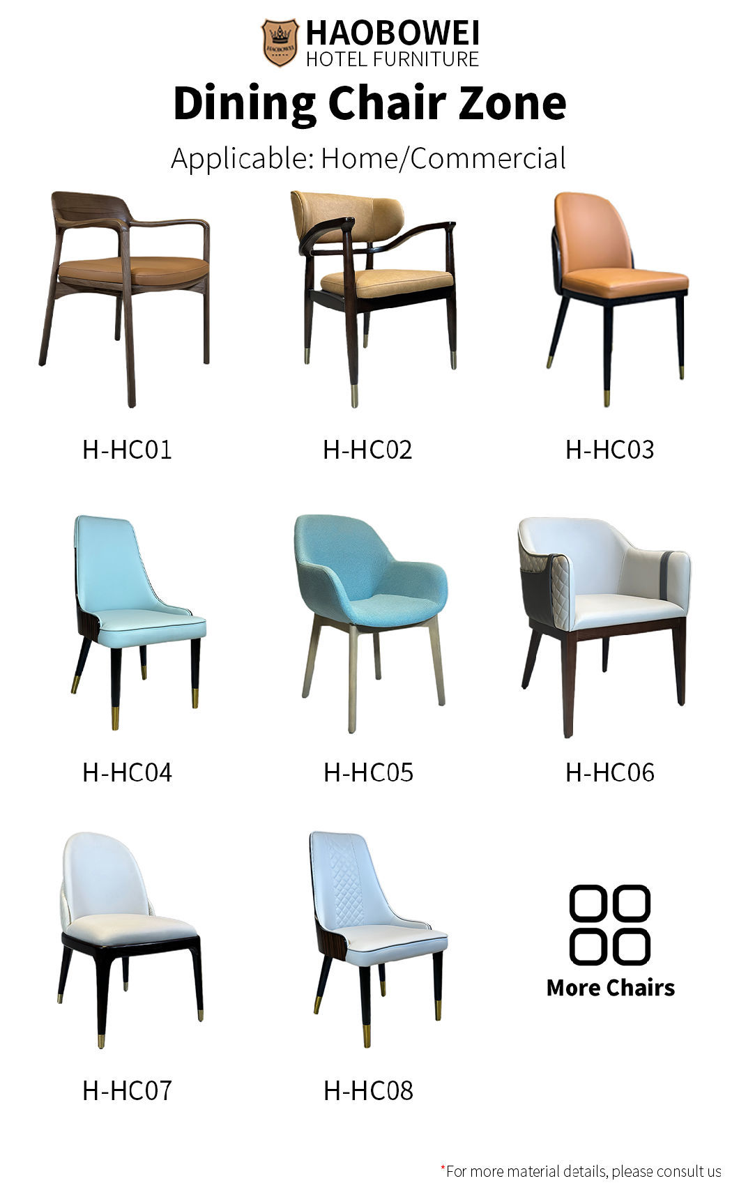 Modern Leather with Armrest Dining Chair Home Dine Room Hotel Furniture Wholesale