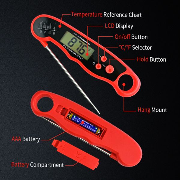Folding Probe LCD Digital Instant Reading Thermometer Kitchen Milk Candy Oven Barbecue Food Cooking Meat Temperature Instrument